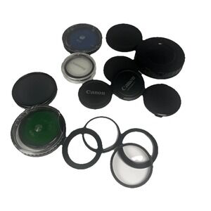 Vintage Camera Lens & Lids Assortment 17 Items